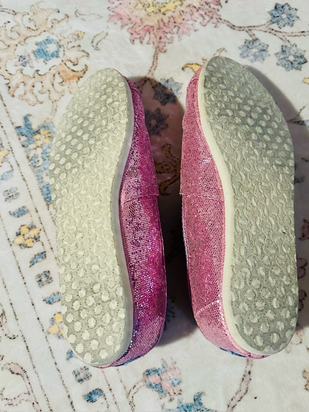 Toms Womens Pink Sparkle Slip-On Loafers Shoes W7 - Picture 6 of 8